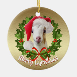 GOAT LaMancha Kind Santa Hat kerstversiering Keramisch Ornament