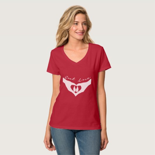 Goat Love Heart Hands Holding Hoof T-shirt (Voorkant volledig)