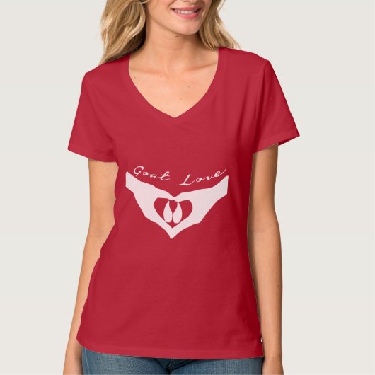 Goat Love Heart Hands Holding Hoof T-shirt (Voorkant)