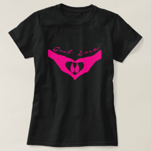 GOAT LOVER   Heart Hands Holding Goat Hoof Pink T-shirt