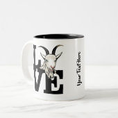GOAT LOVER | RETRO Goat L O V E - Witte geit Tweekleurige Koffiemok (Voorkant links)