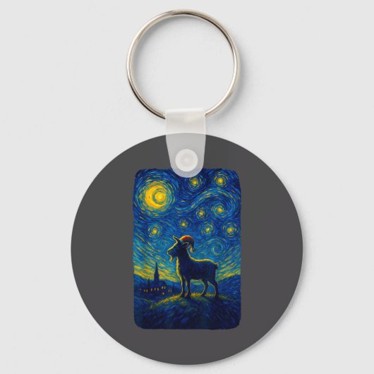 Goat Lover Santa Hat Christmas Starry Cute Night V Sleutelhanger (Voorkant)