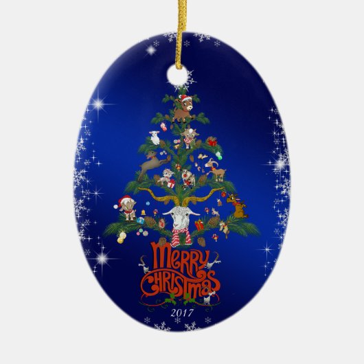 GOAT LOVERS Merry kerstgeit tree Keramisch Ornament (Voorkant)