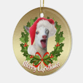 GOAT Nigerian Dwarf Kind Santa Hat Kerstmis Keramisch Ornament (Links)