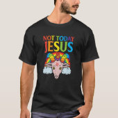 Goat Not Today Jesus Satan Retro Rainbow God Chris T-shirt (Voorkant)