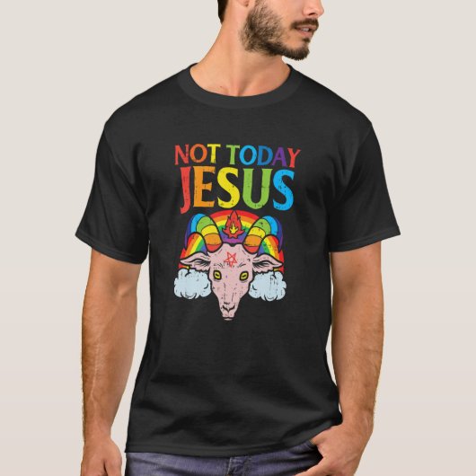 Goat Not Today Jesus Satan Retro Rainbow God Chris T-shirt (Voorkant)