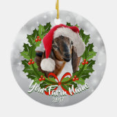 GOAT Nubian Doe Kind Santa Hat kerstversiering Keramisch Ornament (Achterkant)