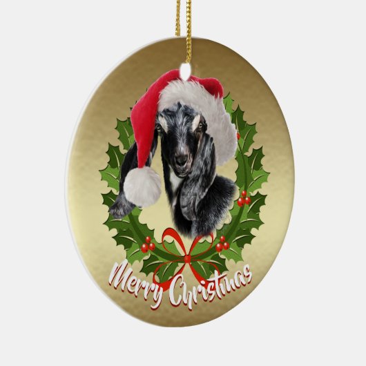 GOAT Nubian Kind Santa Hat kerstversiering Keramisch Ornament (Rechts)