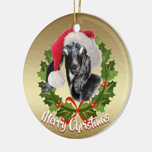 GOAT Nubian Kind Santa Hat kerstversiering Keramisch Ornament (Links)