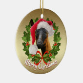 GOAT Oberhasli Dairy Goat Doe Santa Hat Kerstmis Keramisch Ornament (Rechts)