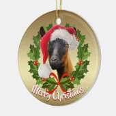 GOAT Oberhasli Dairy Goat Doe Santa Hat Kerstmis Keramisch Ornament (Links)