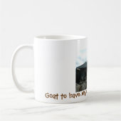 Goat om mijn koffie te drinken in de Mok 's ochten (Links)