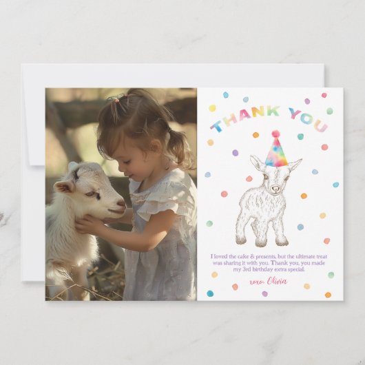 Goat Petting Zoo Verjaardag Bedankt Card (Voorkant)