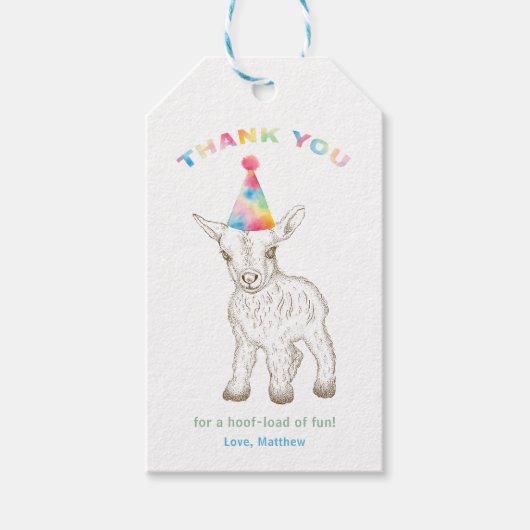 Goat Petting Zoo Verjaardag Bedankt Gift Label Cadeaulabel (Voorkant)