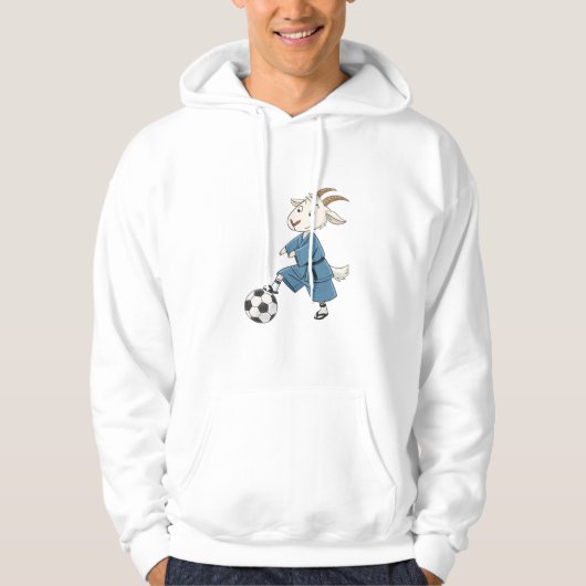Goat playing soccer in karate kimono hoodie (Voorkant)