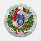 GOAT Pygmy Kind Santa Hat kerstversiering Keramisch Ornament (Achterkant)