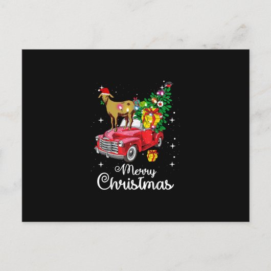 Goat Rides Red Truck Kerstmis Pajama Uitnodiging Briefkaart (Voorkant)