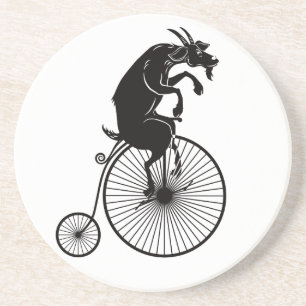Goat Riding a  Penny Farthing Bike Zandsteen Onderzetter