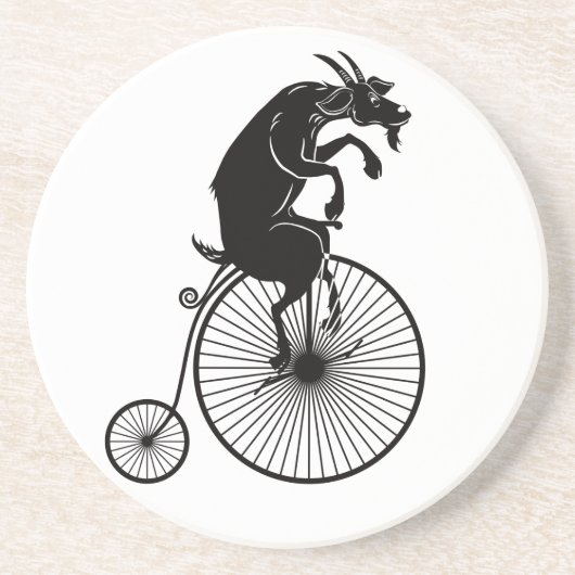 Goat Riding a  Penny Farthing Bike Zandsteen Onderzetter (Voorkant)