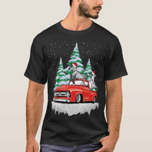 Goat Riding Red Truck Xmas Vrolijk kerstfeest T-shirt