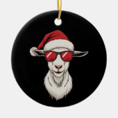 Goat Santa Hat Funny Cute Farm Animal Farmer Xmas Keramisch Ornament (Voorkant)
