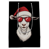 Goat Santa Hat Funny Cute Farm Animal Farmer Xmas Medium Cadeauzakje (Achterkant)