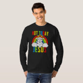 Goat Satanic not Today Jesus Rainbow Satanisanisme T-shirt (Voorkant volledig)