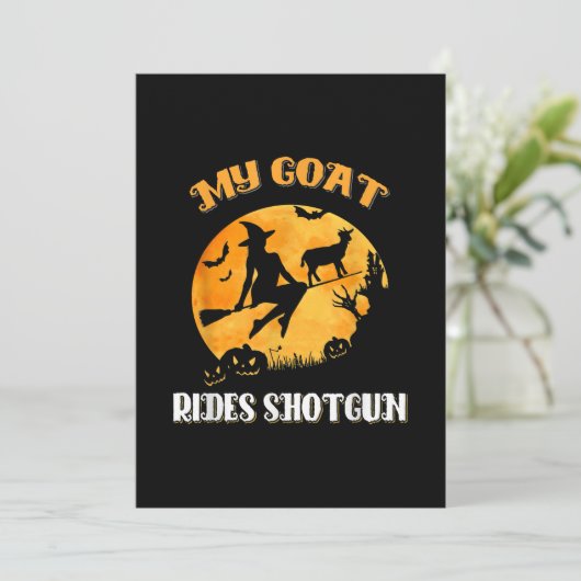 Goat Shotgun Scary Halloween Feestdagenkaart (Staand voorkant)