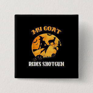 Goat Shotgun Scary Halloween Vierkante Button 5,1 Cm