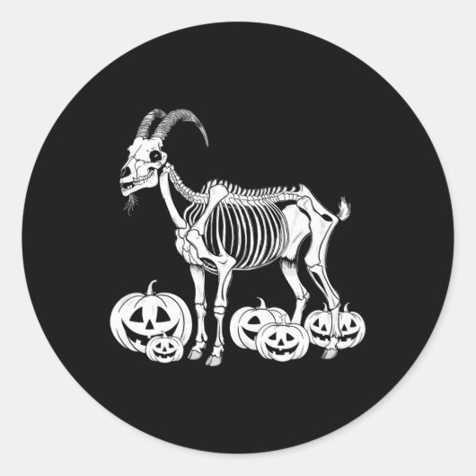 Goat Skeleton Verjaardag Halloween Mannen Vrouwen  Ronde Sticker (Voorkant)
