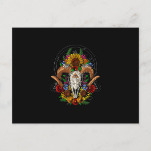 Goat Skull Psychedelic Sunflower Aankondigingskaart
