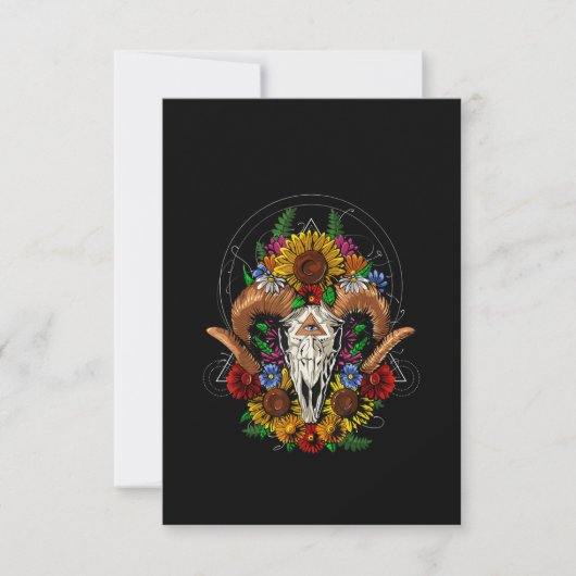 Goat Skull Psychedelic Sunflower Bedankkaart (Voorkant)