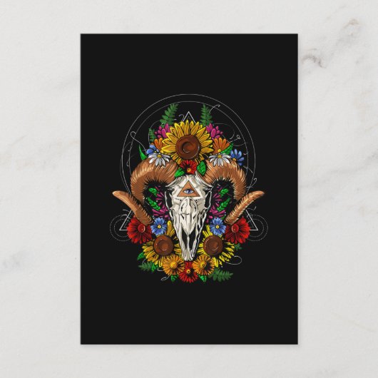 Goat Skull Psychedelic Sunflower Informatiekaartje (Voorkant)