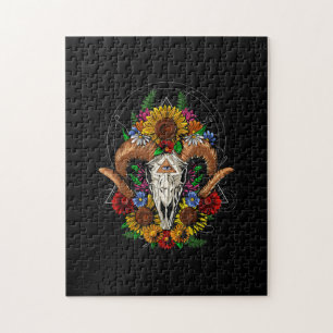 Goat Skull Psychedelic Sunflower Legpuzzel