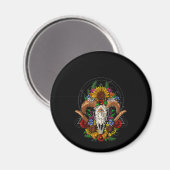 Goat Skull Psychedelic Sunflower Magneet (Voorkant / Achterkant)