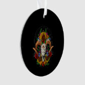 Goat Skull Psychedelic Sunflower Ornament (voorkant)