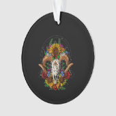 Goat Skull Psychedelic Sunflower Ornament (voorkant)