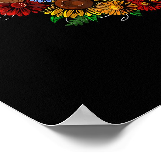 Goat Skull Psychedelic Sunflower Poster (Hoek)