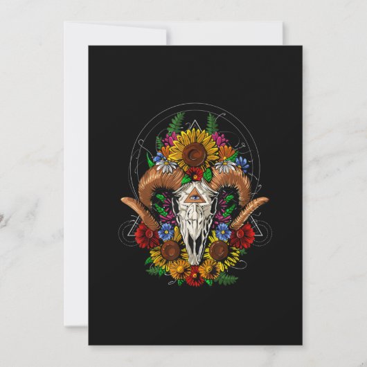 Goat Skull Psychedelic Sunflower Save The Date (Voorkant)