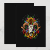 Goat Skull Psychedelic Sunflower Save The Date (Voorkant / Achterkant)