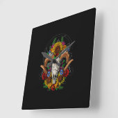 Goat Skull Psychedelic Sunflower Vierkante Klok (Hoek)