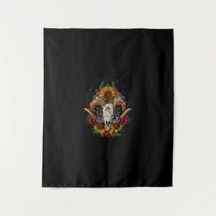 Goat Skull Psychedelic Sunflower Wandkleed