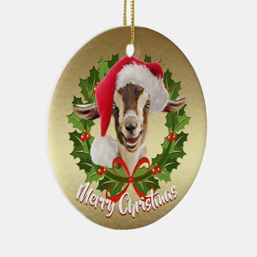 GOAT Toggenburg Kind Santa Hat kerstversiering Keramisch Ornament (Rechts)