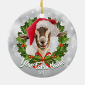 GOAT Toggenburg Kind Santa Hat kerstversiering Keramisch Ornament (Achterkant)
