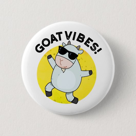 Goat Vibes Funny Animal Pun Ronde Button 5,7 Cm (Voorkant)