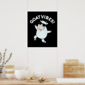 Goat Vibes Funny Good Vibes Animal Pun Dark BG Poster (Keuken)