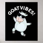 Goat Vibes Funny Good Vibes Animal Pun Dark BG Poster (Voorkant)