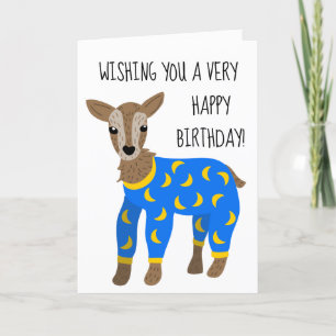 Goat Wearing Pajamas Cute Illustration Birthday Kaart