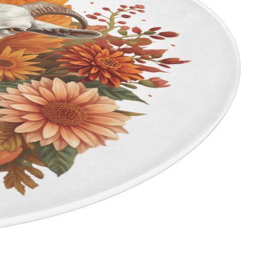 Goat with Autumn Blooms & Pumpkins Snijplank (Hoek)