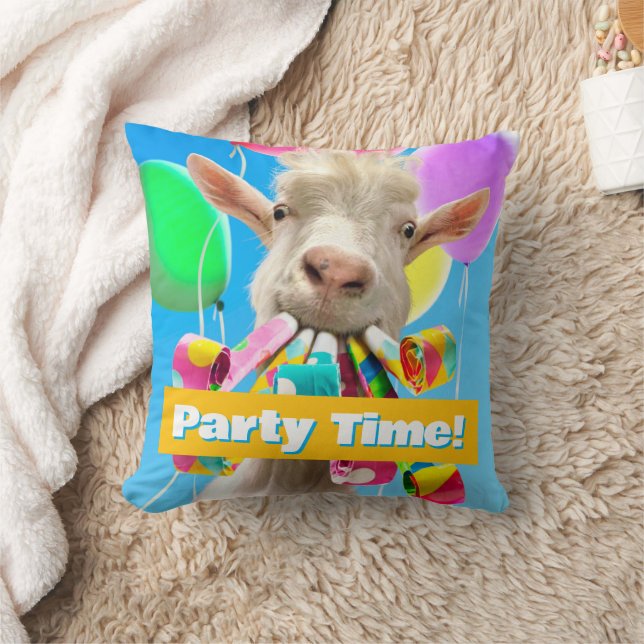 Goat with Party Blowers Kussen (Deken)